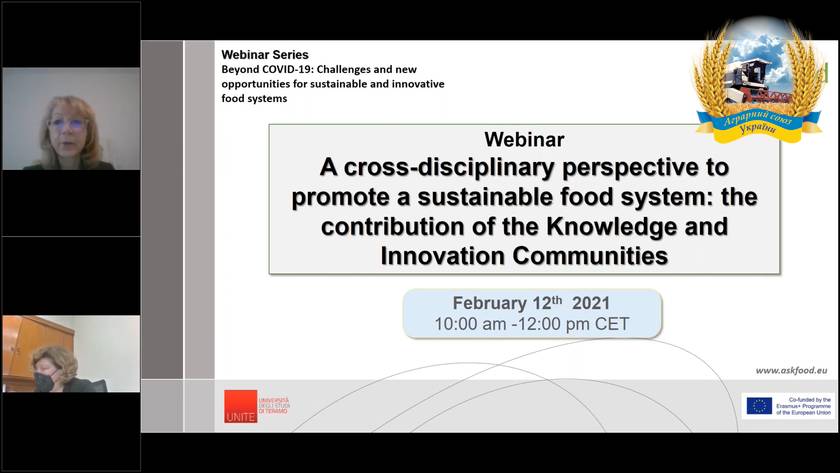 Участь у загальноєвропейському вебінарі «Міждисциплінарна перспектива сприяння сталій продовольчій системі: внесок спільнот знань та інновацій» 